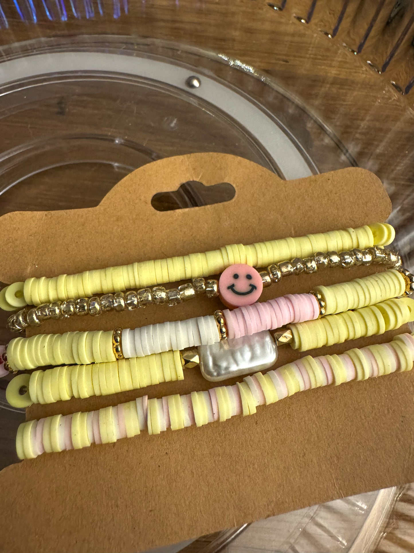 All Smiles Pale Pink and Yellow Bracelet Set